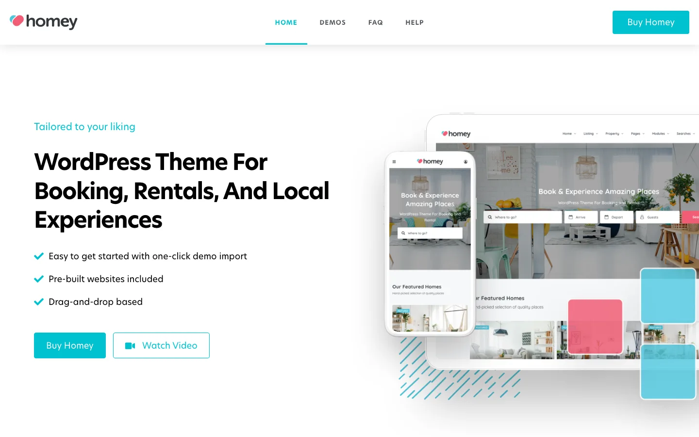 Screenshot of the Homey website