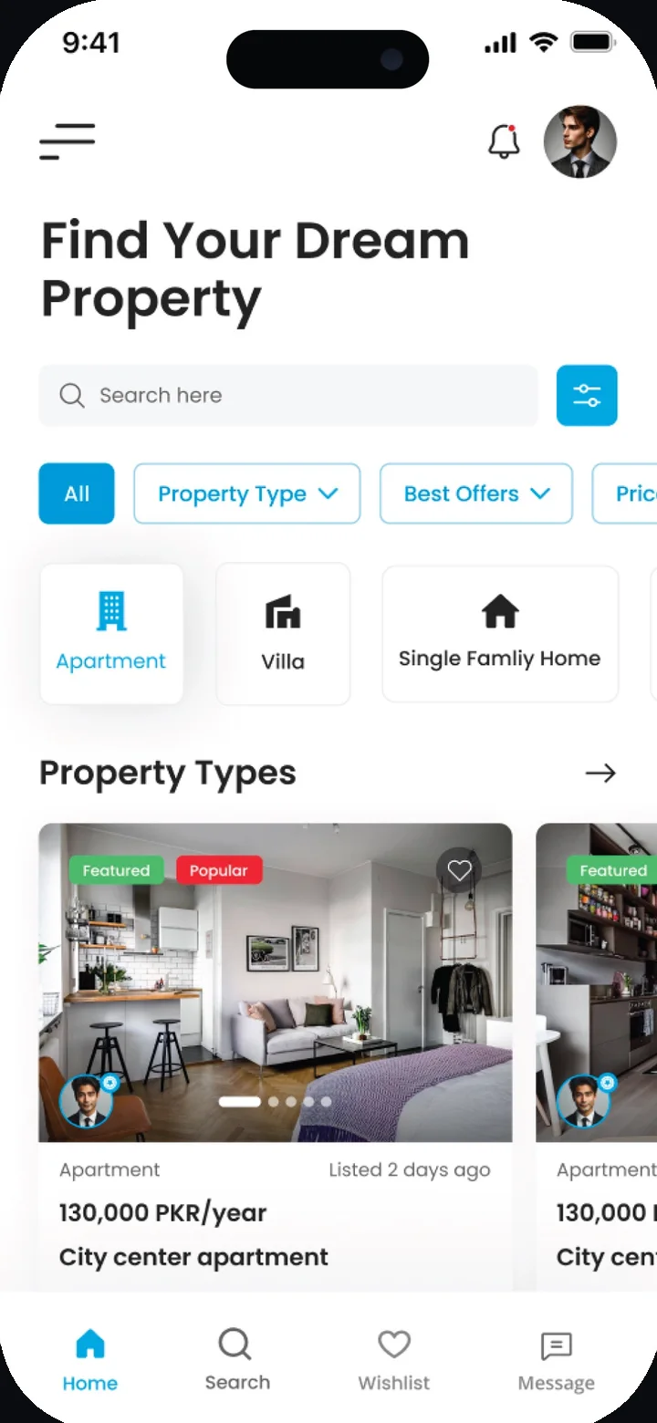 Screens from the HouzezMobile app